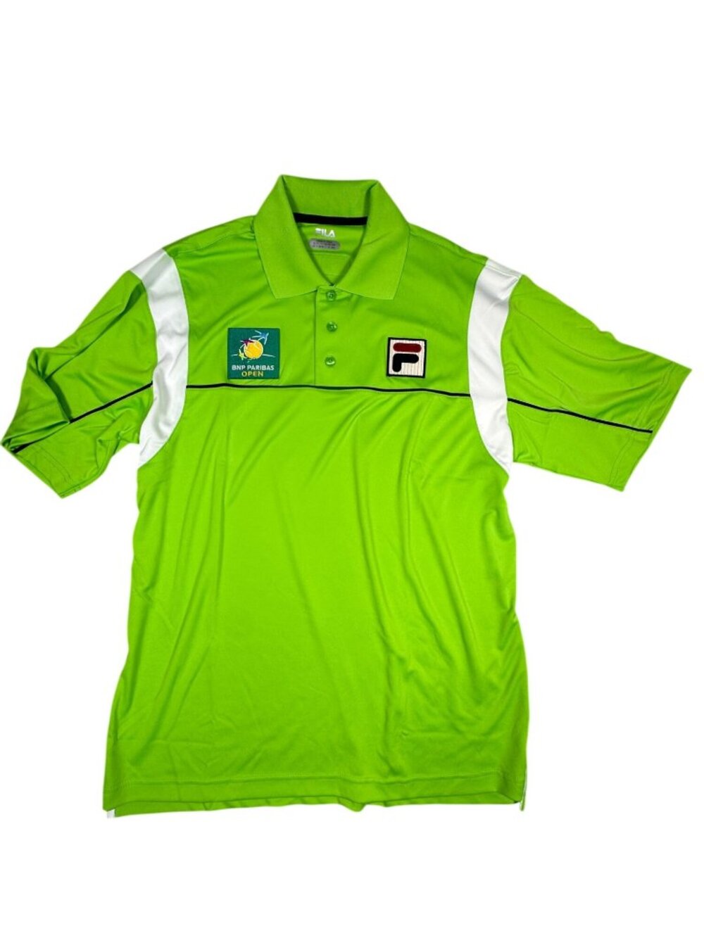 BNP Paribas Open Fila Mens Green Polo Shirt M Logo Design Tennis Apparel NEW